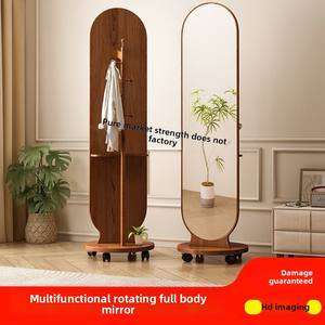 <span class=keywords><strong>Appendiabiti</strong></span> a specchio in vetro a figura intera <span class=keywords><strong>con</strong></span> gancio Mobile rotante e supporto da pavimento per camera da letto per hotel - Product Image 3