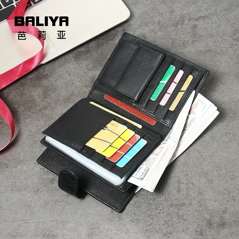 Hot Selling Russia Men Cow Leather Card Holder Wallet Genuine Leather Men Passport Wallet Travel