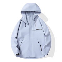 Veste d'extérieur unisexe à capuche, imperméable, couleur unie, fermeture éclair intégrale, coupe-vent, résistante à l'eau, vestes coupe-vent d'extérieur