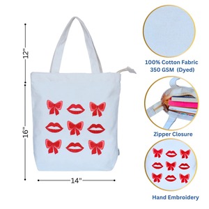 Sac fourre-tout multifonction réutilisable avec poignée en corde et motif nœud pour lèvres, imprimé mignon, pour femmes, usage quotidien, voyage, vente en gros - Product Image 3