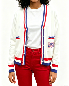 2026 Custom Delaware Girl Knit <strong>Cardigan</strong> Black and <strong>Navy</strong> Varsity Jacket Sweater DSU Soft Breathable College Knit Fall Uniform Coat - Product Image 6