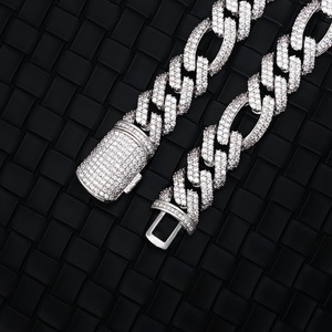 Collier cubain hip-hop RTS 13 mm en argent sterling S925 avec diamants en moissanite plaqué or, chaîne cubaine pour homme, chaîne cubaine glacée - Product Image 4