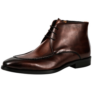 Botas Chelsea de Hombre con Cordones, Suela Gruesa de Alta Calidad, Forro de Piel Genuina, Antideslizantes, Estilo Casual de Negocios Británico - Product Image 5
