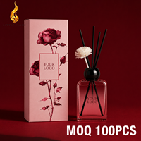 Parfum d'ambiance haut de gamme LF pour la maison, idéal pour les détaillants de produits de bien-être, cadeau de fêtes, flacon rose, couvercle noir, détails floraux, rose bulgare, LOGO personnalisé