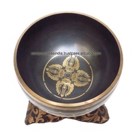 Cuenco tibetano de latón con patrón Om, mazo y cojín, estilo budista, para relajación profunda, sanación y yoga, origen India, precio competitivo