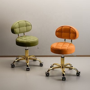 Tabouret rond pivotant et réglable en hauteur avec poulie, chaise de travail pour salon de beauté avec dossier, grand tabouret polyvalent pour salon de coiffure, de manucure et usage domestique - Product Image 2