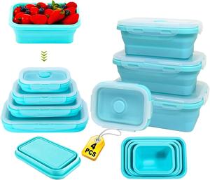 Lonchera Rectangular Apilable y Portátil de 1200 ml, Contenedores Plegables de Silicona para Almacenamiento de Alimentos para Niños - Product Image 1