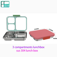Boîtes à bento pour étudiants, mignonnes, 3 compartiments, anti-fuite, sans BPA, en acier inoxydable, couvercle en Tritan, 800 ml, écologiques, pour une fraîcheur durable