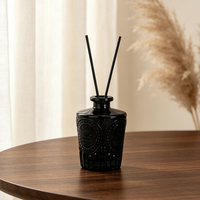 Bouteille diffuseur en verre cylindrique personnalisable avec logo, écologique, pour huiles d'aromathérapie et crèmes de soin, avec bâtonnets en rotin