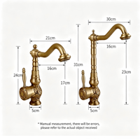 Robinet de salle de bain en laiton, style rétro chinois et européen, mitigeur eau chaude et froide, bec rotatif, pour lavabo, évier, comptoir
