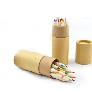 2020 Promotional Custom Brands natural Wooden Multi Small Mini Stationary Paper Colored Pencil 12 24 36 48 Set