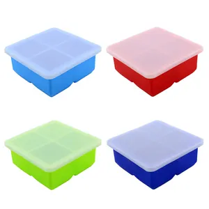 Tuyệt Vời Bán Buôn Tùy Chỉnh 4 Lưới Lưới Tự Làm Trái Cây Thanh Uống Kem Vuông Cube Silicone Ice Khuôn