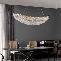 Lustre en cristal en forme de croissant, design artistique moderne et luxueux, luminaire suspendu pour salon, villa, lampe suspendue créative, décoration intérieure