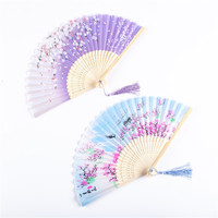 Éventail pliant en tissu HZ, style chinois, pour la danse estivale, style japonais ancien, rétro, classique, peint, pour l'exportation