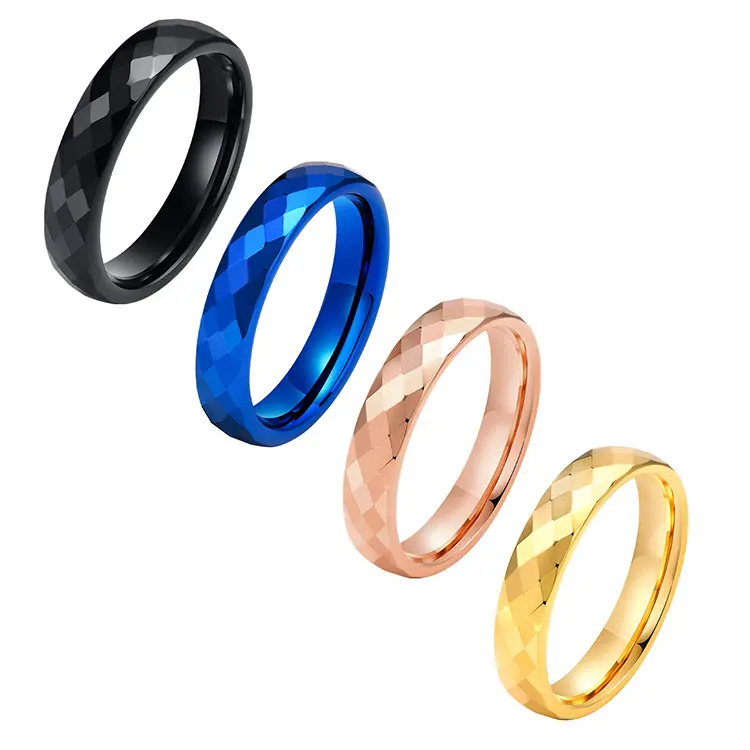แหวนคู่ขนาด4มม. 6มม. 8มม. สำหรับผู้ชายแหวนชุบทองสำหรับคู่รักทำจากทังสเตนออกแบบได้ตามต้องการ