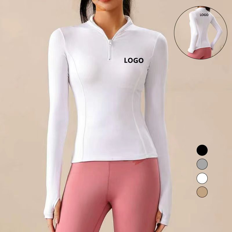 Half-Zip Breathable for Womens Long-Sleeve Professional Running Sports Top Yoga T-Shirt Tight Training Wear Plus Size