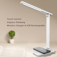 Lampe de bureau LED électrique en plastique minimaliste avec charge sans fil, flexible, multifonctionnelle, commande tactile, veilleuse pour lecture, 5V