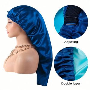 Bonnets personnalisés avec logo, vente en gros, bonnet en satin double couche, boutons invisibles réglables, accessoires pour cheveux en soie - Product Image 3