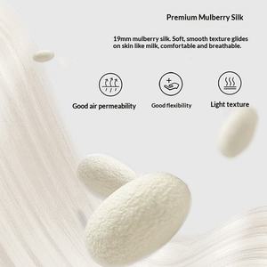 Pijamas cómodos de seda de morera 100% para hombre, pantalones cortos finos y transpirables de manga corta, conjunto de dos piezas, traje informal liso para estar en casa - Product Image 4