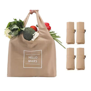 Sac de courses pliable réutilisable en nylon, sac fourre-tout personnalisé en tissu polyester, sac de courses pliable portable avec impression de logo tendance - Product Image 2
