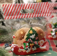 Vente en gros, impression personnalisée, sacs-cadeaux de Noël transparents découpés, impression de sacs d'emballage de bonbons en plastique découpés à l'emporte-pièce