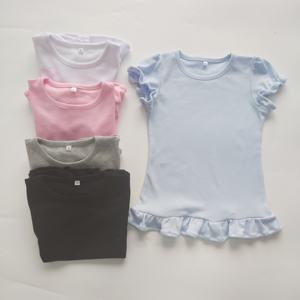 Camisetas de Manga Abullonada para Bebés, con Encaje en la Parte Inferior, Camisetas Blancas para Niñas, Camisetas Divertidas para Sublimación - Product Image 5