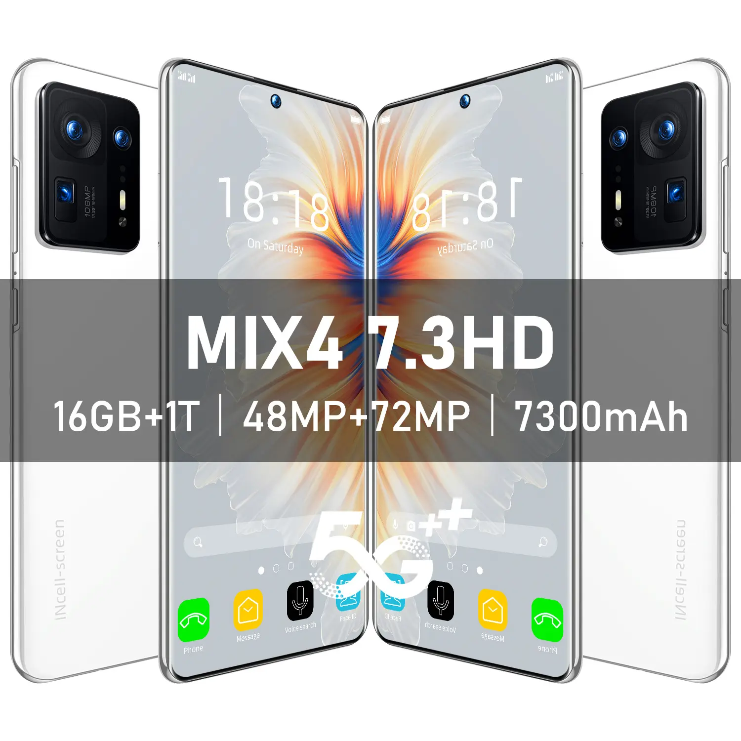 Low-priced MIX4 cross-border mobile phone 7.3 "true perforation high-definition large screen Android 8.1 sold 8 million pixels