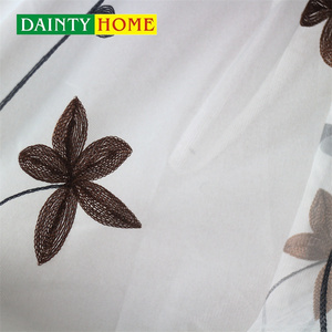 Tenda in Organza con Fiori di Caffè e Foglie <span class=keywords><strong>Grigie</strong></span> in Poliestere per Soggiorno Produttore Cinese Tessuto Trasparente Ricamato - Product Image 5