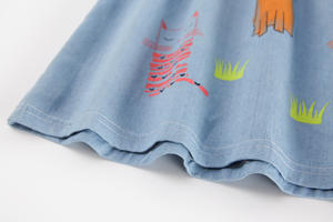 Vêtements pour enfants, chemise à col, robe sans manches à imprimé chat de dessin animé, jeans pour filles - Product Image 6