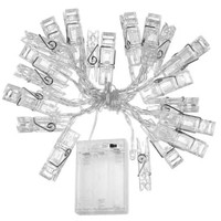 Guirlande lumineuse à 20 LED alimentée par batterie, décoration pour la maison, la chambre à coucher, la fête de noël intérieure, pour suspendre des photos