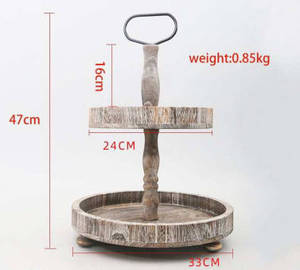 Plateau de service en bois durable à 2 niveaux de style ferme moderne, écologique, traditionnel, vintage, décoration d'art d'intérieur, décoration de bureau à domicile, décoration de cuisine - Product Image 6