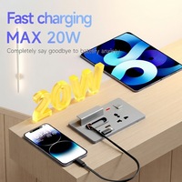 Prise murale EUROB à charge rapide USB, type C universel avec câble rétractable de 80 cm, MAX 20W, design luxueux en PC ignifuge