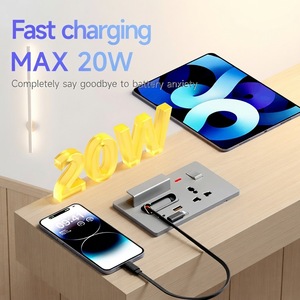 Enchufe USB de Carga Rápida <span class=keywords><strong>EUROB</strong></span> para Pared, Tipo-C Universal con Cable Retráctil de 80CM, Máx. 20W, Diseño de Lujo en PC Ignífugo - Product Image 1