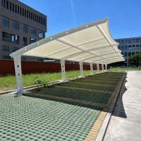 Abri de voiture extérieur en structure membranaire, imperméable, en PVDF, avec structure en acier et abri en tissu tendu, pour jardin et parking