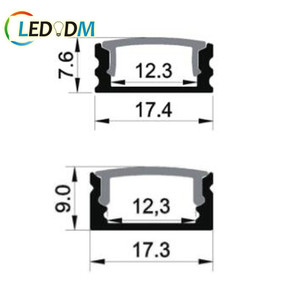 Profil Led <span class=keywords><strong>aluminium</strong></span> hitam perak putih, 1m 2m 3m dengan penutup PC klip topi <span class=keywords><strong>6063</strong></span>-t5 saluran Led <span class=keywords><strong>aluminium</strong></span> - Product Image 1