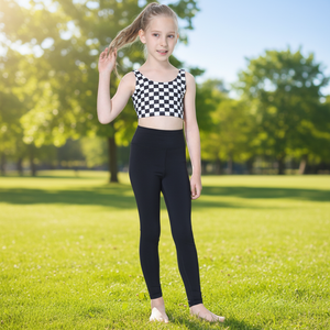 Conjunto <span class=keywords><strong>de</strong></span> Pantalones y Top <span class=keywords><strong>de</strong></span> <span class=keywords><strong>Yoga</strong></span> para Niñas YMIMI - Spandex/Nylon a Cuadros, Ropa Deportiva para Niñas, Secado Rápido, Elástico, 2 Piezas - Product Image 5