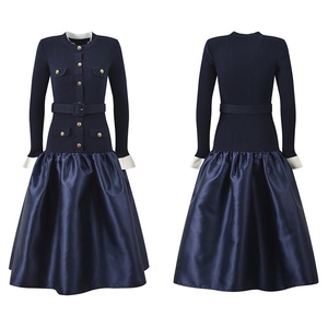 A11231 <span class=keywords><strong>Abito</strong></span> Midi Senza Maniche <span class=keywords><strong>Blu</strong></span> da Donna <span class=keywords><strong>in</strong></span> <span class=keywords><strong>Maglia</strong></span> a Linea A 2-<span class=keywords><strong>in</strong></span>-1 con Collana di Perle/Cintura Stile Basic Traspirante <span class=keywords><strong>in</strong></span> Poliestere/Cotone Casual - Product Image 2