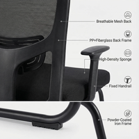 Chaise de bureau à dossier fixe, base en maille, sans roulettes, chaise de bureau, chaise de salle de réunion, prix bas
