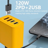 Pengisi Daya Dinding 120W Bahan PC+ABS Tahan Api 2 PD+2USB 5V2A Colokan EU US KR QC3.0 Tipe C Pengisi Daya Ponsel