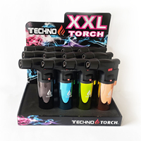 Briquet électronique à flamme jet personnalisé pour gros cigares, allumage au gaz butane, torche de camping en plein air, briquet en plastique avec logo OEM/ODM