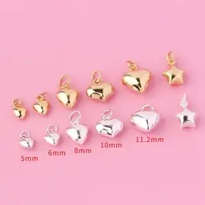 hot sale cute 925 Sterling Silver heart charms Pendants for jewelry making plated different size for choice 1540182