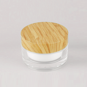Emballage pour soins de la peau en usine, 15g 30g 50g 100g, récipient cylindrique en plastique cosmétique, <span class=keywords><strong>pot</strong></span> en acrylique pour crème pour le visage et les yeux avec couvercle en <span class=keywords><strong>bambou</strong></span> - Product Image 3