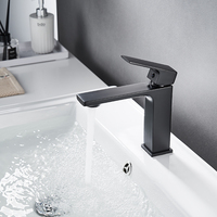 Robinet mélangeur chaud/froid monotrou pour lavabo carré, corps en laiton, poignée en alliage de zinc, plusieurs couleurs, OEM ODM
