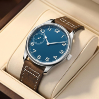Montre mécanique manuelle Corgeut en cristal saphir 40,6 mm pour homme, personnalisable sans logo, sans minimum de commande, type sport, bracelet en cuir 22 mm – Grande Vente