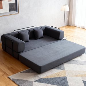 Contemporary Durable Convertible <b>Sofa</b> Bed, Square Shaped Corduroy Compressed Couch for <b>Small</b> Living Room Apartment - Product Image 6