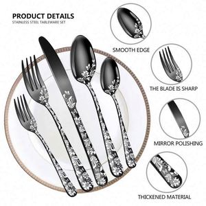 For Explosions Pattern Modern Minimalist Brushed Finish Stainless Steel 5-Piece Tableware Set Knife Fork Spoon Tea Spoon - Product Image 2