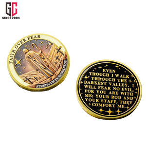 Moneda Conmemorativa Cristiana de Metal Personalizada de Fábrica con 12 Años de Experiencia, con la Frase '<span class=keywords><strong>Fe</strong></span> sobre el Miedo', Versículo Inspirador del Salmo 23:4, Regalo Cristiano - Product Image 3