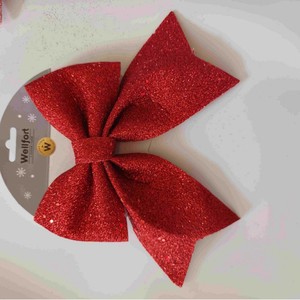 Décorations de Noël en forme de nœuds, pendentifs festifs pour arbre, en tissu de coton perlé et poudre dorée, ornements suspendus réutilisables et tendance - Product Image 2