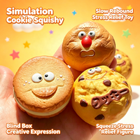 Boîte mystère de jouets anti-stress en forme de biscuits à visages amusants, jouet sensoriel en PU à rebond lent, jouet à presser mignon en forme d'aliments pour enfants