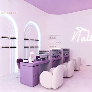 Diseño Interior de Salón de Uñas, Personalización Completa de la Habitación, Estilismo de Belleza, Salón de Peluquería, Renovación de Tienda de Uñas en Color Morado - Product Image 2